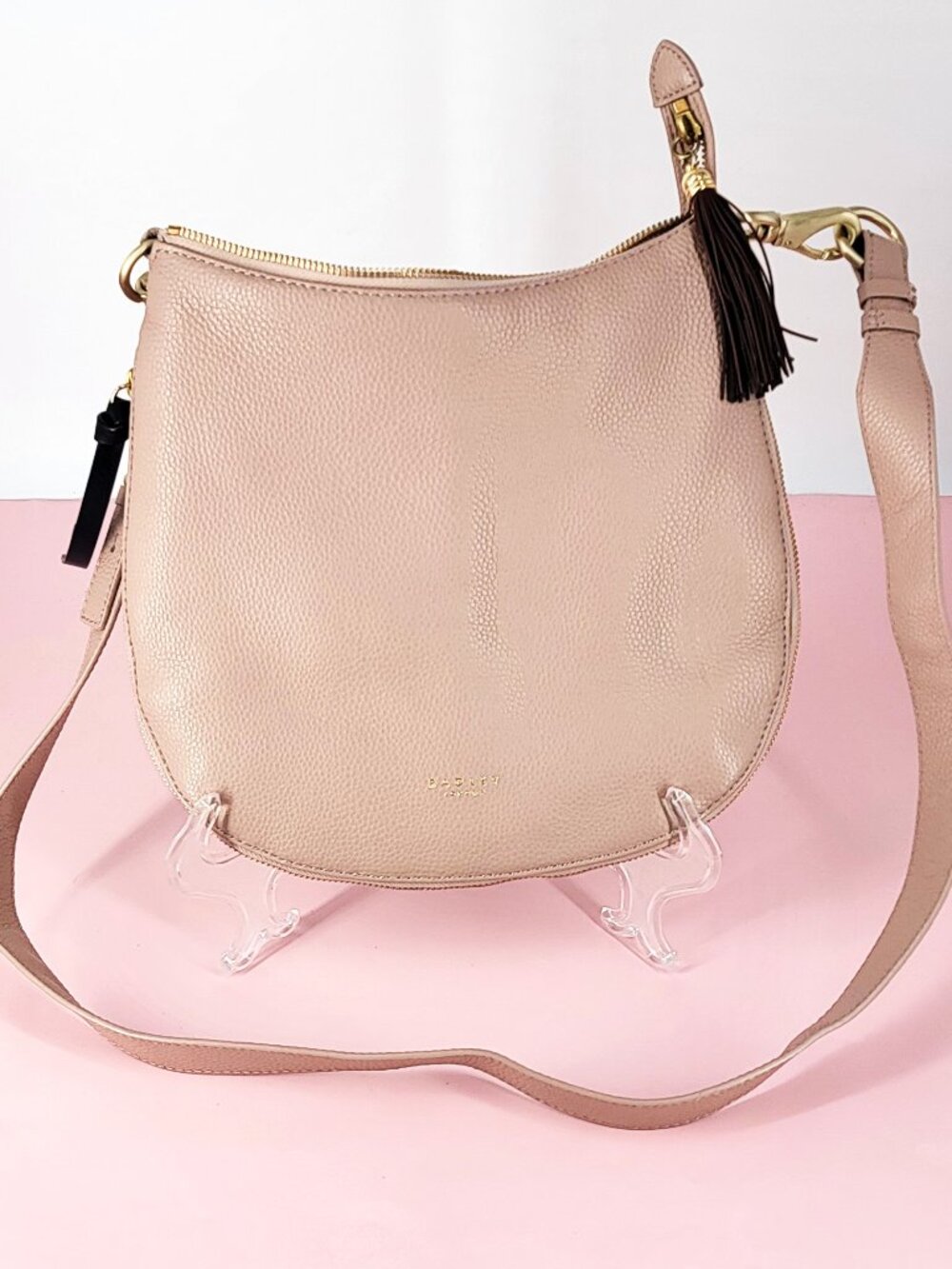 Radley London NWOT Blush Pebble Leather Pudding Lane Crossbody Hobo Bag Expands - Picture 2 of 16